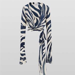 Rat & Boa Navy and White Zebra Print Blouse